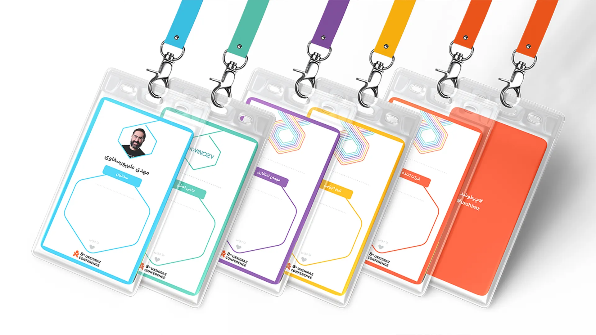Colour-coded conference participant cards